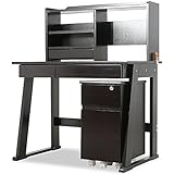 LOWYA （ロウヤ） 学習机 勉強机 学習デスク チェスト 引き出し コンパクト 幅90cm ダークブラウン おしゃれ 新生活