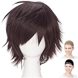 CaseEden コスプレ ウィッグ フルウィッグ 耐熱 ショートヘア ショート こげ茶 ダークブラウン WIG6047