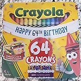 Crayola クレヨン 64本 コレクターズ64歳の誕生日缶 アソートカラー 子供へのギフトに 紙吹雪クレヨン付き