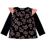 《春夏対応》 nico hrat(ニコフラート) 製品洗い加工済み 42/2天竺アルパカ総柄長袖Tシャツ 80cm/NV NO.B-270205