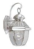 Livex Lighting 2051-91 Monterey 1 Light Outdoor Brushed Nickel Finish Solid Brass Wall Lantern with 