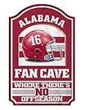 NCAAアラバマCrimson Tide 11 x 17インチ木製ファンCaveサイン