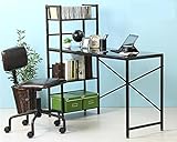 SINAPP ラック 一体型ガラスデスク ラック付き デスク SIK1075 ブラック