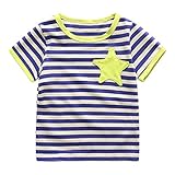 Cutelove 子供服 Tシャツ 上着 シャツ 半袖 ストライプ 五芒星柄 男の子 ベビー 可愛い 夏 柔らかい おしゃれ カジュアル