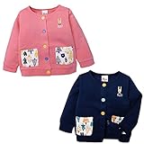 (ピンク/95cm)ベビー服 女の子 アウター カーディガン 長袖 裏起毛 刺繍 女児 ベビー