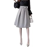 [ＴＡＩＴＥＮＧ] スカート レディース 膝丈 フレアスカート Aライン ハイウェスト 無地 きれいめ 事務服 上品フェミニン 黒スカート オフィス 通勤 秋