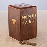 Indian Glance木製Moneyセーフボックスfor Cash Withキー|誕生日ギフトfor Kids |ボーイズ|ガールズ|大人 – バタフライモチーフ|ハンドメイドお金銀行バッグ