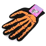ワーク グローブ カラフル デザイン ニット手袋 WorkGlove-4-6.SkullBone 黒×オレンジ