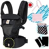 エルゴベビー抱っこ紐（ベルト付）/出産祝サマーセット （ADAPT/クールエアブラック）【正規品2年間保証-SG認定付】よだれパッド＋収納ポーチ＋ひんやりクールパット付