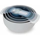 Joseph Joseph 9 Nesting Set with Mixing Bowls Measuring Cups Sieve Colander, 9-Piece, Sky