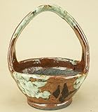 いよじ園 【盆栽鉢】 越前/文山作/辰砂釉取手付丸鉢