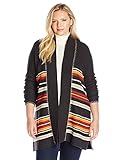 Pendleton Women's Plus Size Park Stripe Cardigan Sweater Charcoal Heather Multi 1X [並行輸入品]