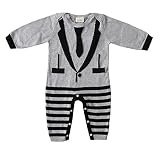Cigogne BeBe Babies' The First Tuxedo Romper, 100% Cotton 0-3 Months Grey/Black by Cigogne BeBe