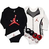 NIKE(ナイキ)エア・ジョーダン Air Jordan ブラックxホワイトスポーツジャケットプリントエアジョーダン(JUMPMAN)長袖ボディスーツ5点セット [並行輸入品]