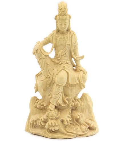 Amazon｜木彫り 仏像 【観音 様】 仏教美術品 観音像彫刻 観世音