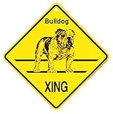 Bulldog XING サインボード：ブルドッグ 横断 注意 英語 看板 Made in U.S.A [並行輸入品]