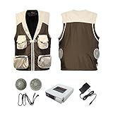Jinpei 空調服 夏用 クーラー服 ベスト 【空調服＋ファン＋リチウム電池】釣り 屋外作業での熱中症対策・暑さ対策に Size XL（アーミーグリーン）