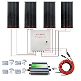 ECO-WORTHY 400W ソーラーパネルキット: 4個 100W ソーラーパネル + ソーラーケーブル + 30A チャージャーコントローラー + コンバイナボックス + Z 取付金具 RV ボ