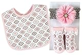 Stephan Baby Diamond Bib, Socks and Shabby Chic Flower Headband Gift Set, Pink by Stephan Baby