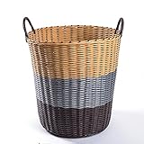 iTECHORプラスチックrattan-weavedデザインストレージボックス家庭用Sundries服おもちゃバスケット – ブラウン+グレー+ベージュ