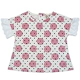 【本体綿100％】2017年 夏物 UZULAND ウズランド 天竺 ドットプリント 袖レース 半袖Ｔシャツ ピンク◇95cm