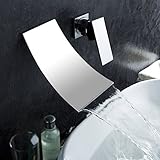 KES Wall Mount Bathroom Faucet Waterfall Lavatory Sink Faucet Single Handle 1/2-Inch IPS BRASS Body 