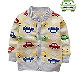 Ochine 子供服 ベビー服 新生児 ニット カーディガン ボタン セーター 長袖 丸首 出産祝い 男の子 綿 トップス 裏起毛 保温 車柄 可愛い おしゃれ 9-36月