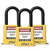 ZING 7068 RecycLock Safety Padlock Keyed Alike1-1/2 Shackle 1-3/4 Body Yellow 3 Pack [並行輸入品]