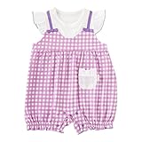 (チャックル) chuckle スウィートガール*ギンガムチェック重ね着風フリル袖カバーオール パープル 70cm P2462-70-80