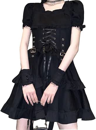 Amazon Co Jp Yemocile メンヘラ 服 ワンピース レディース ロリータ ゴシック ゴム 半袖 V系 ゴスロリ 黒 ブラック ミニ セクシー 夏服 服 ファッション小物 Amazon Co Jp Yemocile メンヘラ 服 ワンピース レディース ロリータ ゴシック ゴム 半袖 V系 ゴスロリ 黒 ブラック ミニ セクシー 夏服 服 ファッション小物