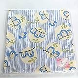 和柄ガーゼハンカチ【縞ふくろう青】43×43ｃｍ　日本製