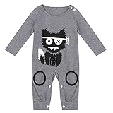 AMAA ベビー　パジャマ　前開き ロンパース　怪獣柄　綿　長袖　70　80　90　100　0-24月に　　 (グレー, 100cm)