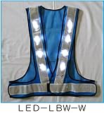 安全・サイン８ LED安全ベスト 高輝度白色LEDベスト ライトブルーメッシュ/白銀色テープ LED-LBW-W 寒冷地対応反射テープ使用
