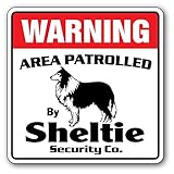 WARNING AREA PATROLLED By Sheltie Security Co.サインボード：シェルティー 警備会社 セキュリティー パトロール 看板 Made in U.S.A [並行輸
