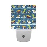naanleのセット2ノーティカルテーマMarine Sea Life Crab恐竜サーフボードOcean Waves Tropical Palm Tree Sun傘ビーチオートセンサーLED Dus