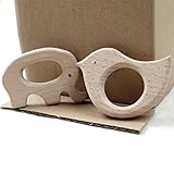 木育おもちゃ 平滑仕上げ 創造性 歯固め 原木 鳥+象 二個セット