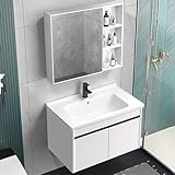 洗面台 洗面化粧台 ミラーキャビネット 洗面ボウル 手洗い器 洗面台+鏡 家庭用 バスルームキャビネット コンビネーション バルコニー用 小型 洗面台 浴室用洗面器 流し台 スペース アルミニウム キャビネット+陶器の一体型洗面台 60cm B-HDミラー+キャビネット