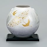 九谷焼　6号花瓶　金月鶴　台付