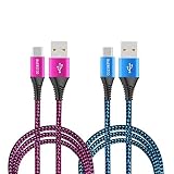 2パックUSB Type-Cケーブル3A / 5A超高速充電USB-C充電ナイロン編組コードアルミニウムケース、特別なストレインリリーフサポートデザイン (1M+1M)