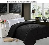 (King, Solid Black) - Elegant Comfort All Season Goose Down Alternative 1-Piece SOLID Black Comforte