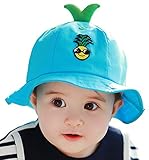(コ-ランド) Co-land ベビー用ハット 赤ちゃんキャップ キッズ帽子 子供サンバイザー フィッシャーマンハット パイナップル柄 女の子 男の子 紫外線 UVカット ブルー
