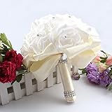 Ourwarm® ウェディングブーケ ブライダルフラワー造花 ウェディングブーケ花嫁 サイズ約23ｘ20cm 結婚式やパーティー用ブーケ (Ivory)