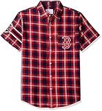 KLEW MLBボストンレッドソックスWordmarkフランネル半袖Yシャツ L レッド