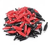 DealMux 36ミリメートルの長さのプラスチック絶縁アリゲーターテストクランプトランペット赤黒の100pcs