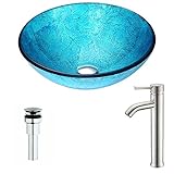 アクセントシリーズdeco-glass容器シンクでエメラルドIce with Fann蛇口でつや消しニッケル