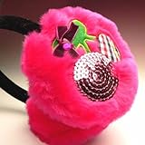 先行割引５０％オフ【イヤーマフ】 ふわふわチェリー耳カバー/ローズ