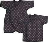 Anna Nicola(アンナニコラ) 新生児用短肌着 コンビ肌着セット 水玉柄 (50-60cm, グレー)