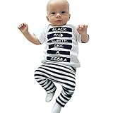 Tovadoo 子供服 男の子 トップス+ズボン セットアップ 兄弟揃い 半袖 夏秋 縞模様 アルファベット柄 カジュアル ファッション 保育園
