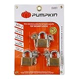 Pumpkin s40 – 3ショートシャックル真鍮南京錠キーホームTopセキュリティロックツールスチールカバープレート( ptt-s40 – 3 : 39501 ) 3南京錠セット、パック1個。