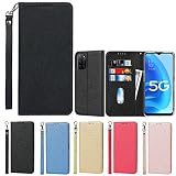 for OPPO A55S 5G ケース 手帳 財布型 for OPPOA55S 5G 手帳型 for oppo a55s 5g カバー ストラップ付き PU皮革 明るい色 内蔵マグネット 携帯カバーカードポケット ブラック
